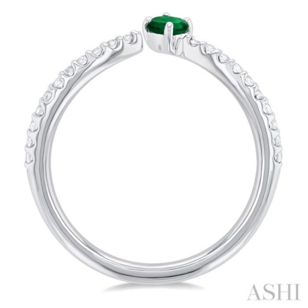 1 10 ctw Petite 4X3 MM Oval Cut Emerald and Round Cut Diamond Precious Fashion Ring in 10K White Gold Online