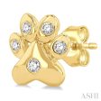 1 10 ctw Petite Dog Paw Round Cut Diamond Fashion Stud Earring in 10K Yellow Gold Cheap