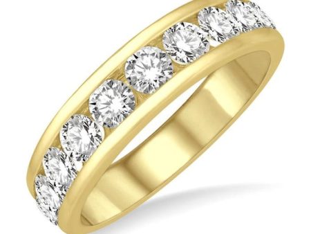 1 1 2 ctw Channel Set 11 Stone Round Cut Diamond Wedding Band in 14K Yellow Gold Online