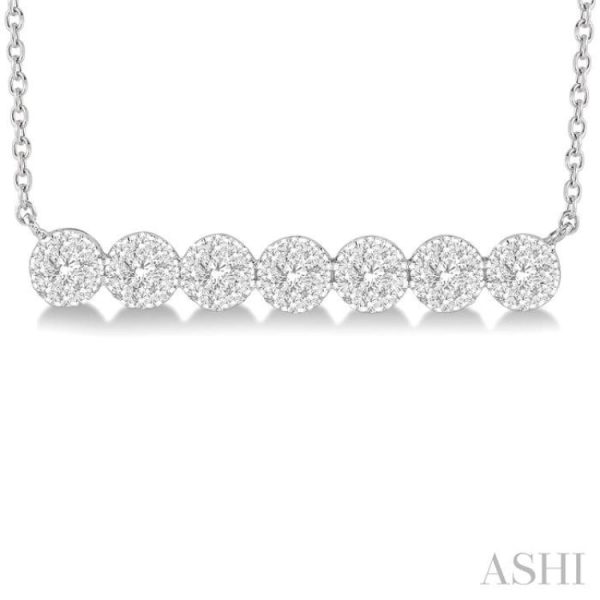 1 2 ctw Circular Mount Bar Lovebright Round Cut Diamond Necklace in 14K White Gold Cheap