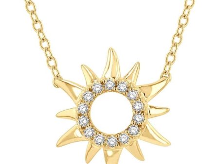 1 10 Ctw Sun Symbol Petite Round Cut Diamond Fashion Pendant With Chain in 10K Yellow Gold Online