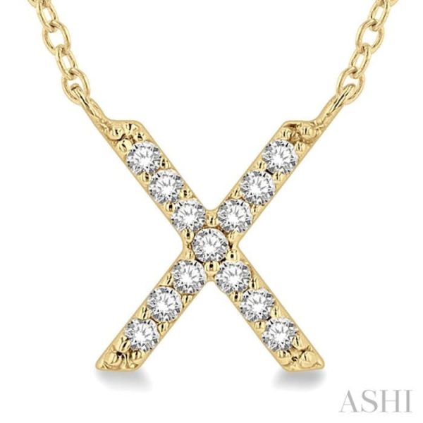 1 20 Ctw Initial  X  Round Cut Diamond Pendant With Chain in 14K Yellow Gold Online Hot Sale