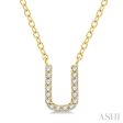 1 20 Ctw Initial  U  Round Cut Diamond Pendant With Chain in 14K Yellow Gold Sale