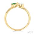 1 3 ctw Toi Et Moi 5X3MM Pear Cut Emerald and 1 4 ctw Pear & Round Cut Diamond Precious Fashion Ring in 14K Yellow Gold For Sale