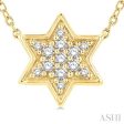 1 10 Ctw Star of David Petite Round Cut Diamond Fashion Pendant With Chain in 10K Yellow Gold on Sale