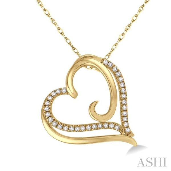 1 10 Ctw Round Cut Diamond Heart Pendant in 10K Yellow Gold with Chain Sale