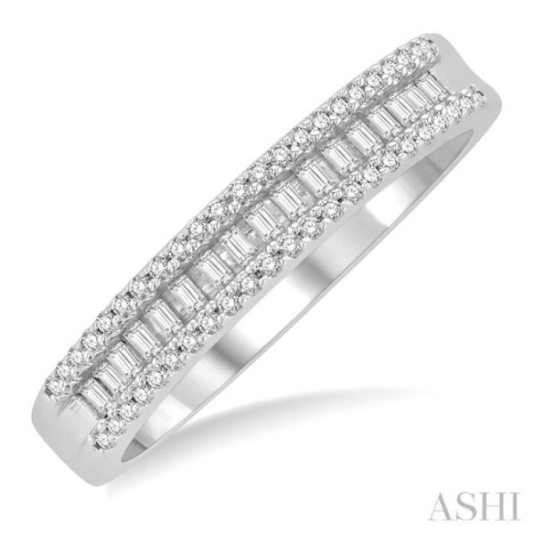 1 3 ctw Baguette and Round Cut Diamond Stackable Fashion Band in 14K White Gold Discount