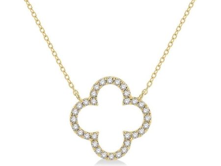 1 4 Ctw Clover Round Cut Diamond Necklace in 14K Yellow Gold For Sale