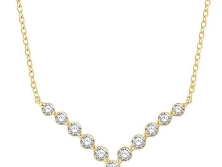 1 2 Ctw Chevron Round Cut Diamond Necklace in 14K Yellow Gold Discount