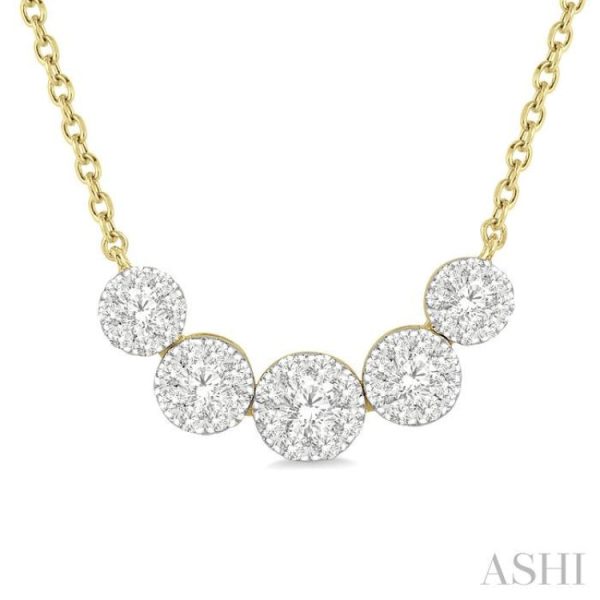 1 2 Ctw Round Cut Diamond Lovebright Necklace in 14K Yellow and White Gold Online