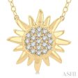 1 10 Ctw Sun Petite Round Cut Diamond Fashion Pendant With Chain in 10K Yellow Gold Online Hot Sale