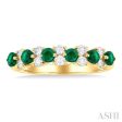 1 3 ctw Round Cut 2.7MM Emerald and Diamond Precious Band in 14K Yellow Gold Fashion