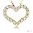 1 4 Ctw Heart Shape Round Cut Diamond Pendant With Chain in 14K Yellow Gold Online Sale