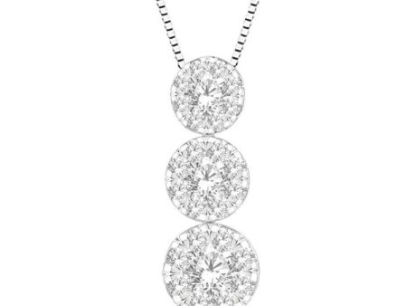 1 2 ctw Lovebright 3 stone Essential Round Cut Diamond Pendant with Chain in 14K White Gold Supply