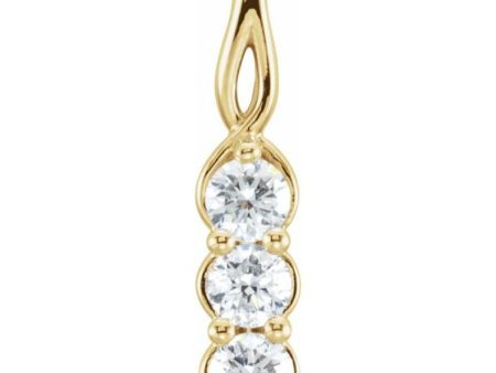 14K Yellow 1 3 CTW Lab-Grown Diamond Three-Stone Pendant For Discount