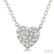 1 10 Ctw Heart Charm Round Cut Diamond Petite Fashion Pendant With Chain in 14K White Gold Cheap