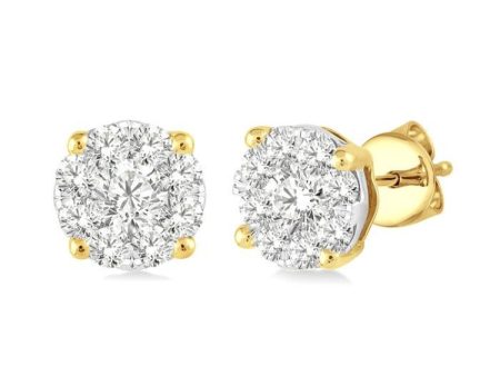 1 2 Ctw Lovebright Round Cut Diamond Stud Earrings in 14K Yellow and White Gold on Sale