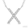 1 20 Ctw Initial  X  Round Cut Diamond Pendant With Chain in 14K White Gold Discount