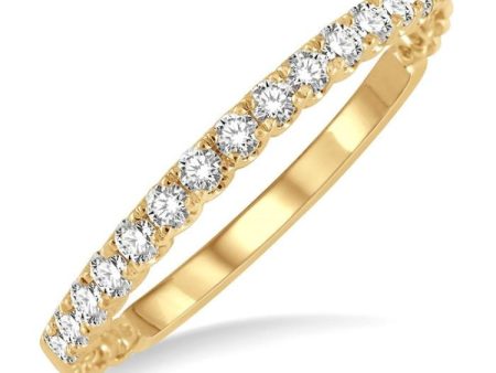 1 4 ctw Lattice Round Cut Diamond Wedding Band in 14K Yellow Gold on Sale