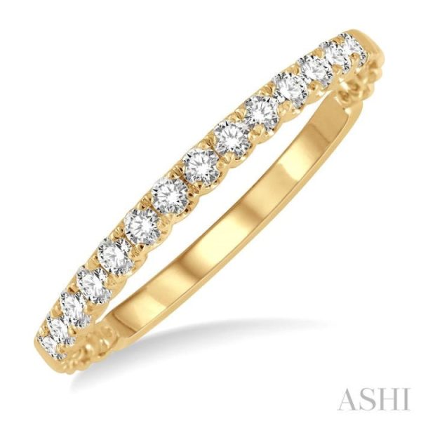 1 4 ctw Lattice Round Cut Diamond Wedding Band in 14K Yellow Gold on Sale