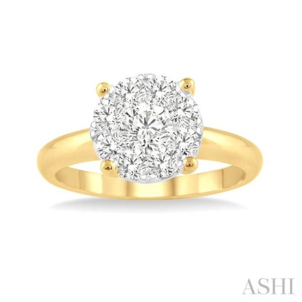 1 2 Ctw Lovebright Round Cut Diamond Ring in 14K Yellow and White Gold For Cheap