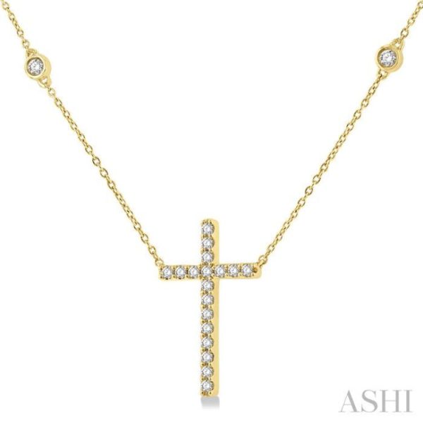 1 2 ctw Cross Pendant Round Cut Diamond Fashion Station Necklace in 10K Yellow Gold Cheap