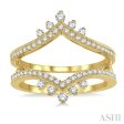 1 2 Ctw Pointed Arch Round Cut Diamond Insert Ring in 14K Yellow Gold Fashion