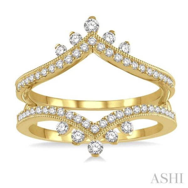 1 2 Ctw Pointed Arch Round Cut Diamond Insert Ring in 14K Yellow Gold Fashion