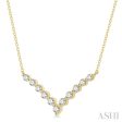 1 2 Ctw Chevron Round Cut Diamond Necklace in 14K Yellow Gold Discount