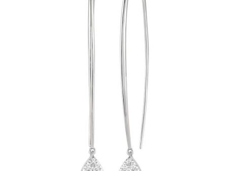 1 2 ctw Pear Shape Dangler Lovebright Round Cut Diamond Earring in 14K White Gold Online Sale