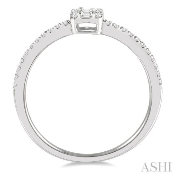 1 4 Ctw Cushion Shape Baguette and Round Cut Diamond Fashion Promise Ring in 14K White Gold Sale