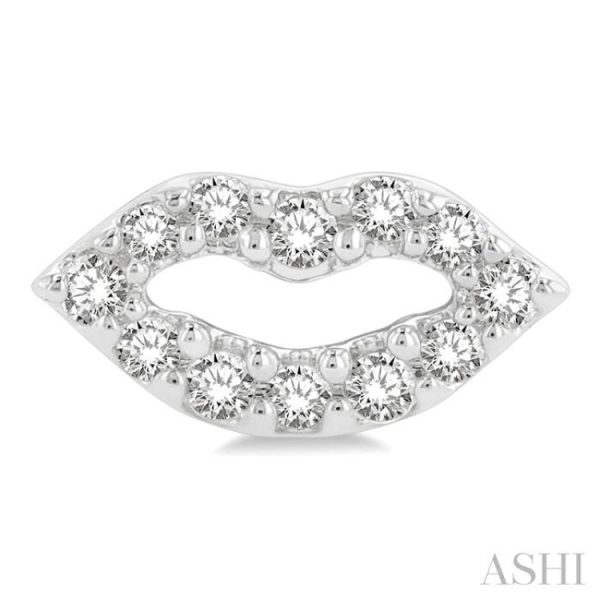 1 10 ctw Petite Lips Round Cut Diamond Fashion Stud Earring in 10K White Gold Discount