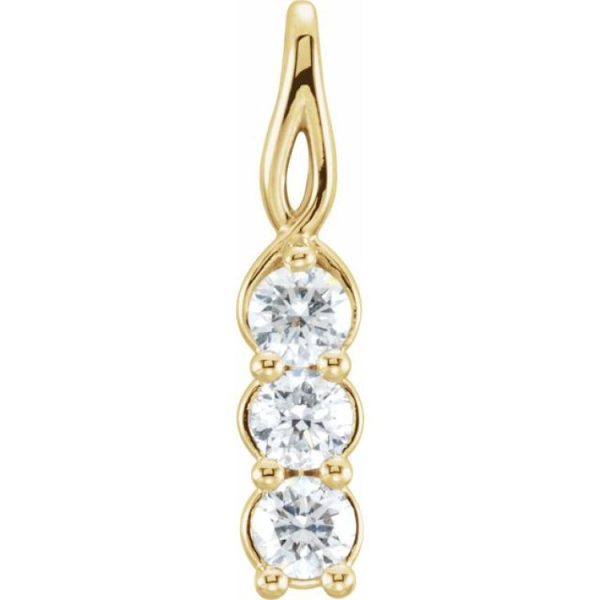 14K Yellow 1 CTW Lab-Grown Diamond Three-Stone Pendant Online