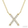 1 20 Ctw Initial  X  Round Cut Diamond Pendant With Chain in 14K Yellow Gold Online Hot Sale