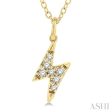 1 10 Ctw Lightning Bolt Round Cut Diamond Petite Fashion Pendant With Chain in 14K Yellow Gold For Discount