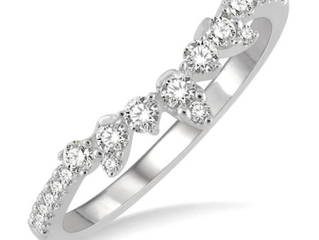 1 4 ctw Alternating Marquise and Circular Mount Round Cut Diamond Curved Wedding Band in 14K White Gold For Discount