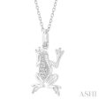 1 20 ctw Amphibian Round Cut Diamond Petite Fashion Pendant With Chain in 10K White Gold Online Hot Sale