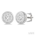 1 3 ctw Medallion Lovebright Round Cut Diamond Bezel Stud Earring in 14K White Gold For Discount