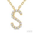 1 20 Ctw Initial  S  Round Cut Diamond Pendant With Chain in 14K Yellow Gold Cheap