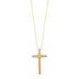 Gold Finish Sterling Silver Micropave Thin Cross Pendant with 65 Simulated Diamonds on 18  Cable Chain Sale