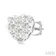 1 2 ctw Heart Shape Lovebright Round Cut Diamond Stud Earring in 14K White Gold Fashion