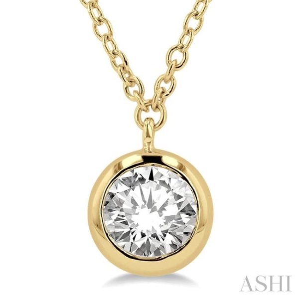 1 2 ctw Round Cut Diamond Necklace in 14K Yellow Gold For Discount