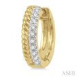 1 10 Ctw Rope Bead & Round Cut Diamond Huggie Earrings in 14K Yellow Gold Hot on Sale