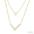 1 2 ctw Chevron Baguette and Princess Cut Diamond Layered Necklace in 14K Yellow Gold Supply