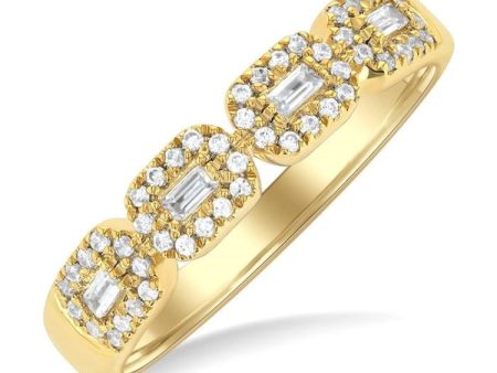 1 3 ctw East-West Baguette and Round Cut Diamond Fashion Band in 14K Yellow Gold Sale