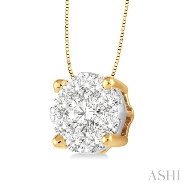 1 3 Ctw Lovebright Round Cut Diamond Pendant in 14K Yellow and White Gold with Chain For Discount