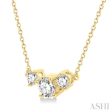 1 2 Ctw Three Stone Round Cut Diamond Necklace in 14K Yellow Gold Online Hot Sale