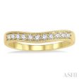 1 4 Ctw Curved Center Milgrain Border Round Cut Diamond Wedding Band in 14K Yellow Gold Supply