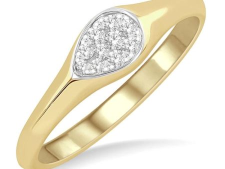 1 10 ctw Pear Shape Lovebright Diamond Ring in 14K Yellow and White Gold For Discount