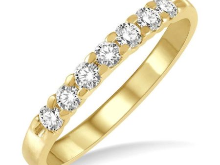 1 3 ctw 7 Stone Round Cut Diamond Wedding Band in 14K Yellow Gold For Cheap